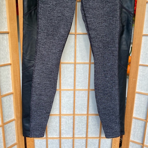 Athleta Herringbone Luxe Metro Drifter Leggings Faux Leather Accents SZ M - Picture 6 of 13